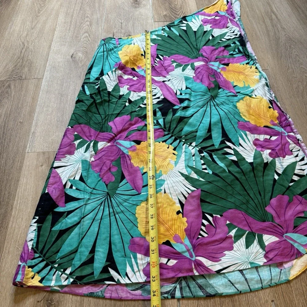 Hilo Hattie Floral Sarong Wrap Skirt Made in Hawaii Tropical Hibiscus OS Blue